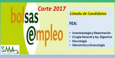Bolsa. Publicación del listado definitivo de candidatos (corte 2017) de FEA de Anestesia, Cirugía General, Neurología y Ginecología. Bolsa. Publicación del listado definitivo de candidatos (corte 2017) de FEA de Anestesia, Cirugía General, Neurología y Ginecología.