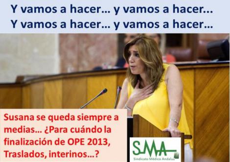 Susana Díaz anuncia nueva OPE sanitaria 2017... y seguimos esperando listados del 2013. Susana Díaz anuncia nueva OPE sanitaria 2017... y seguimos esperando listados del 2013.